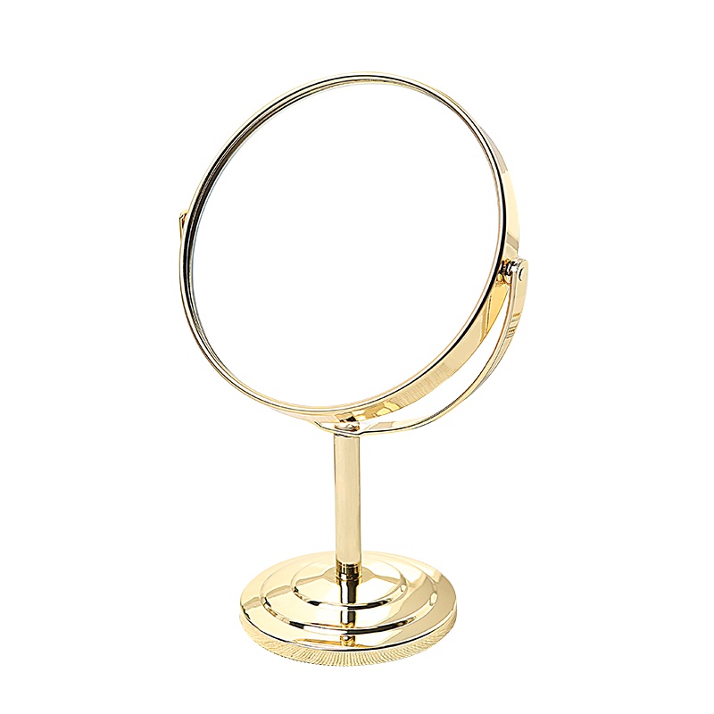 邦禾台式化妆镜欧式镜子双面梳妆镜结婚公主镜随身便携美容放大镜【银色4寸圆形经典款】