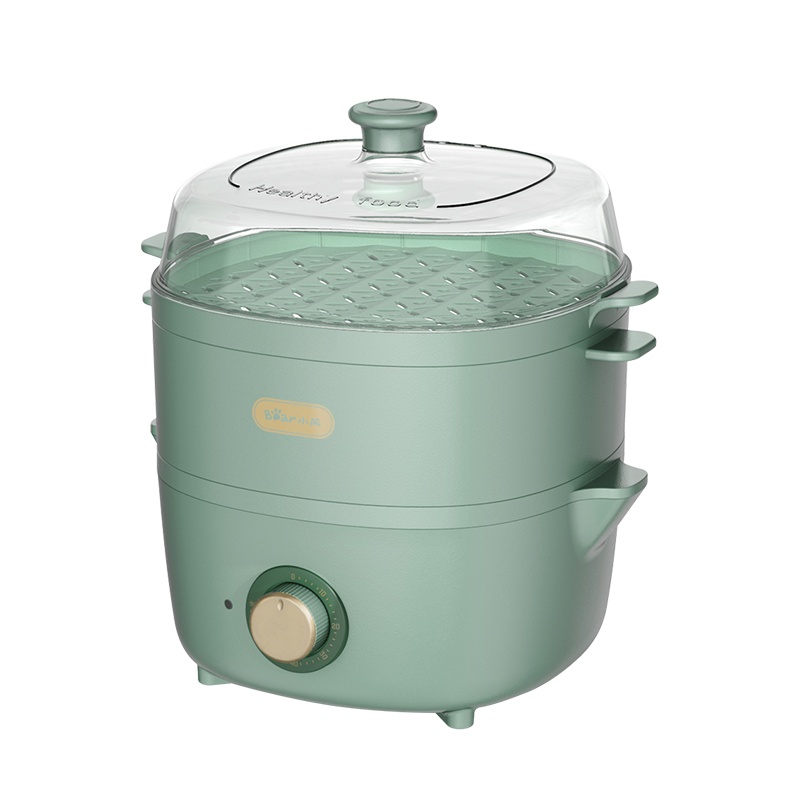 小熊 (Bear) 电蒸锅家用多功能可定时小型电蒸笼早餐机煮蛋器蒸菜积汁盘设计蒸汽锅多用途锅双层蒸笼DZG-D40E1