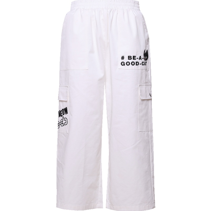 a02新款2020时尚潮流字母刺绣宽松阔腿裤休闲裤女潮DTV2D1101PN