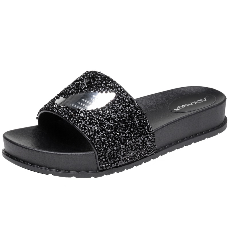 奥康女凉鞋夏季外穿百搭时尚潮网红平跟懒人凉拖鞋