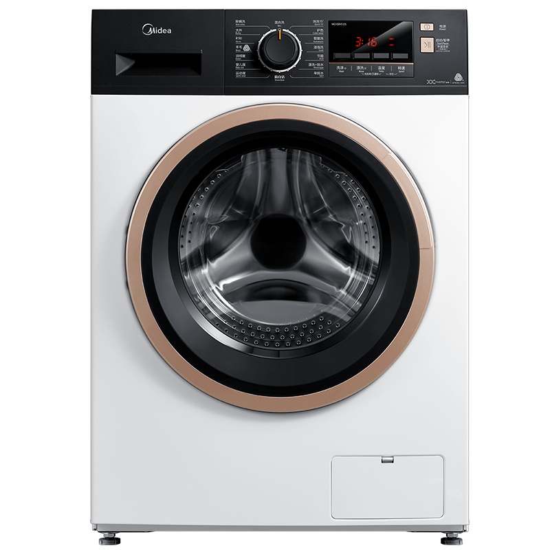 美的(Midea)MG100V51D5 新品10公斤大容量滚筒变频洗脱一体洗衣机 莫兰迪配色 60℃恒温煮洗,消毒灭螨