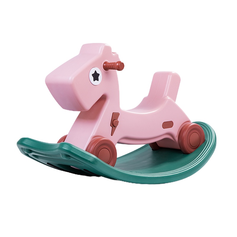 澳乐小木马儿童摇马两用摇摇马婴儿幼儿宝宝玩具一周岁礼物摇椅车 多功能二合一摇马-洛菲粉