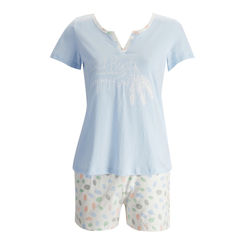 都市丽人舒适简约纯色翻领衬衫女士睡衣套装LH6202