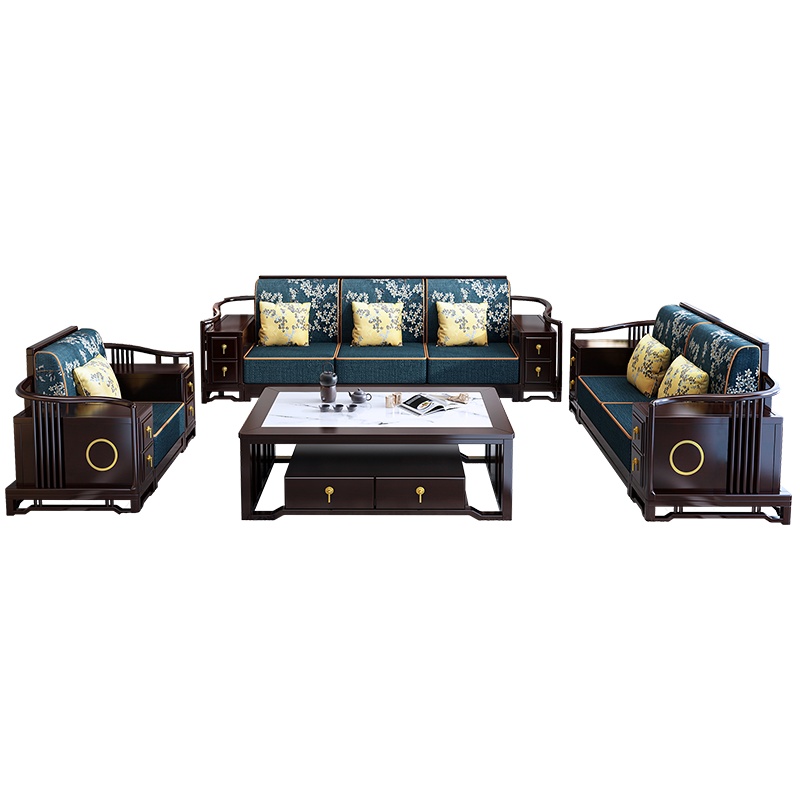 天惠子 沙发 实木沙发 全实木客厅组合大小户型紫昙橡木贵妃沙发储物新中式家具