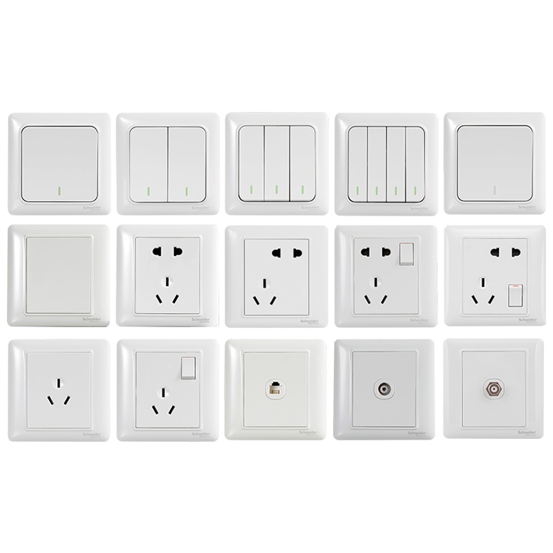 施耐德电气Schneider Electric开关插座家用86型睿意系列经典白五孔电源插座单控开关其他面板电视电脑