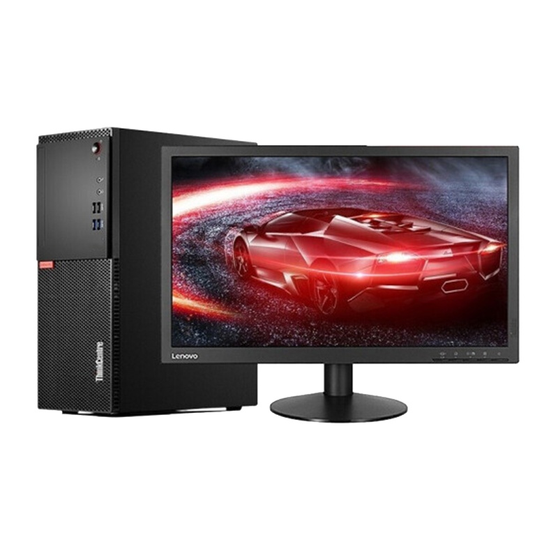 联想(ThinkCentre)E77 商用办公税控台式机电脑 23.8英寸屏 定制(G6400 4GB 1TB+128GB Win10 无光驱)串并口