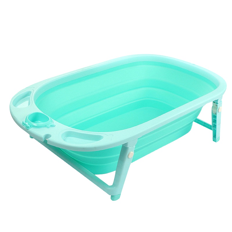 百爱 婴儿折叠浴盆宝宝洗澡盆大号儿童沐浴桶可坐躺通用新生儿用品初生环保PPT-PE材质