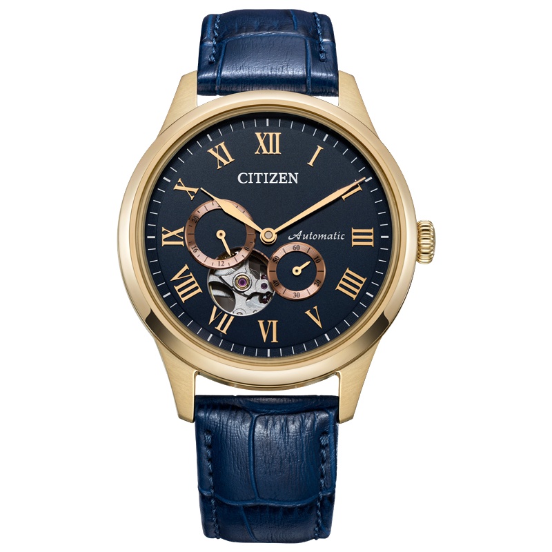 西铁城(CITIZEN)手表自动机械经典复古皮带玫瑰金表壳情侣男表NP1023-17L