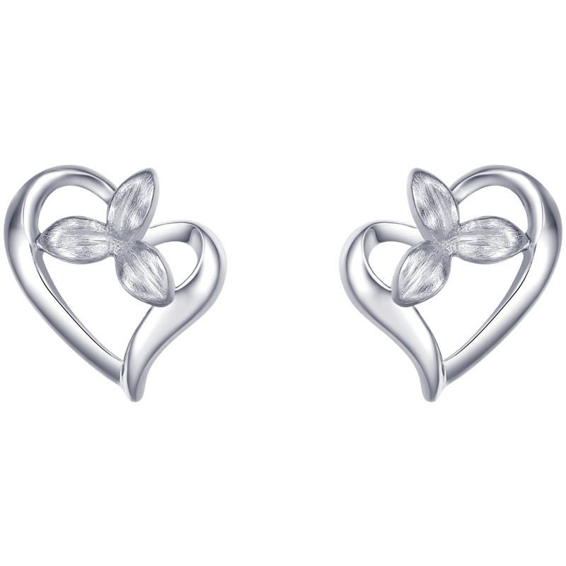 周大生铂金耳钉pt950白金耳饰花漾系列兰花正品送礼铂金耳钉白金饰品 女士珠宝首饰