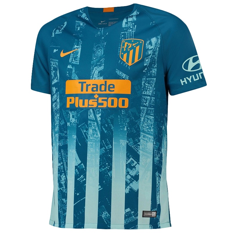 918983-302耐克18-19赛季马竞第二客场男士短袖球迷版锦纶足球服