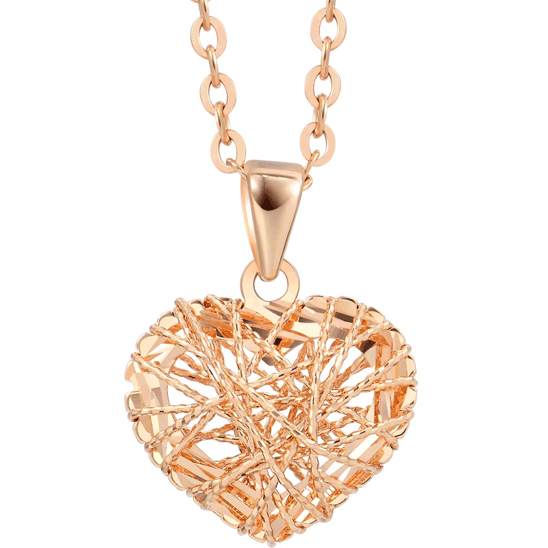 周生生(CHOWSANGSANG)18K红色黄金LoveDecode爱情密语心形吊坠不含项链 90365P 定价