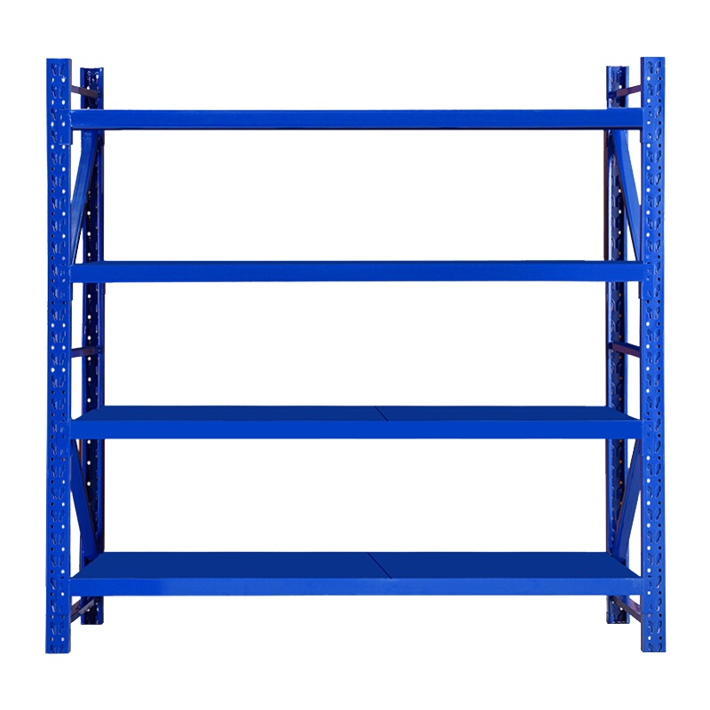 [一鹏]货架超市四层中型蓝色主架仓储架商品展示架