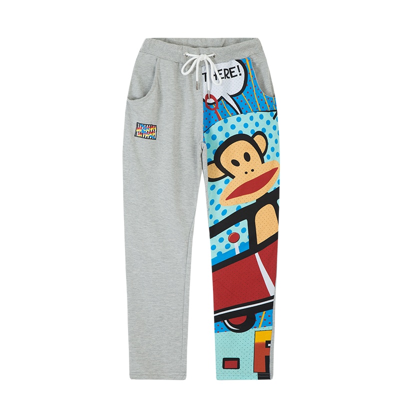 PaulFrank/大嘴猴松紧腰针织休闲裤女系带宽松直筒休闲裤长裤子女