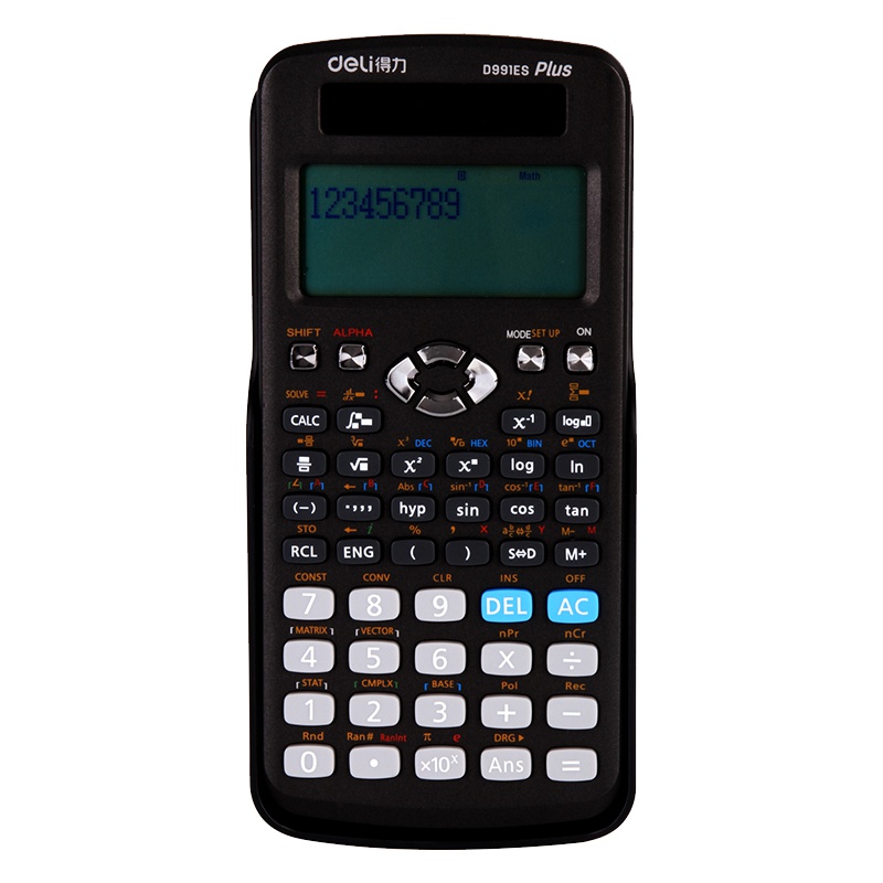 得力(deli)D991ES 双电源学生科学函数计算器 易拉式保护盖 黑色