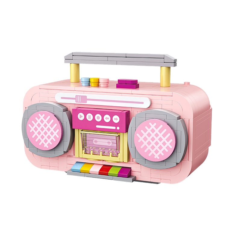 LOZ/俐智小颗粒积木拼装玩具益智成年立体拼插迷你粉色录音机女孩1120