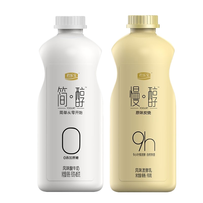 君乐宝简醇950g酸奶0添蔗糖酸奶风味酸牛奶原味益生菌发酵乳 简醇+慢醇混搭*2瓶装