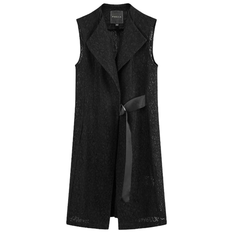 【热卖】中长款背心外套女2019春秋装新款韩版休闲黑色收腰西装马甲职业女20011769