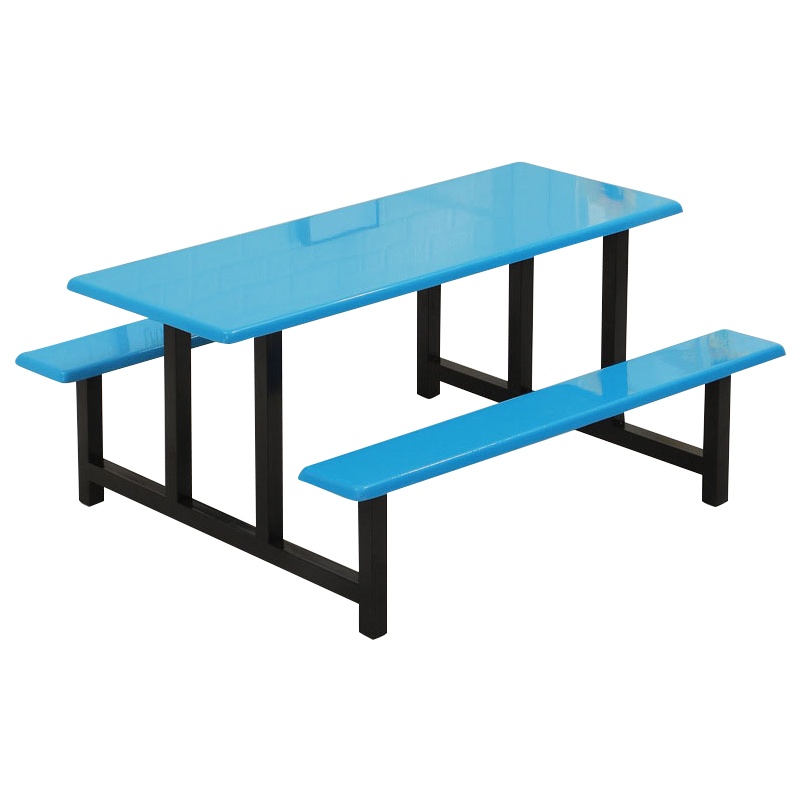 汉诺鑫威不锈钢餐桌连体餐桌椅组合学校食堂员工小吃店快餐桌椅4人6人8人6人位铁架玻璃钢餐桌