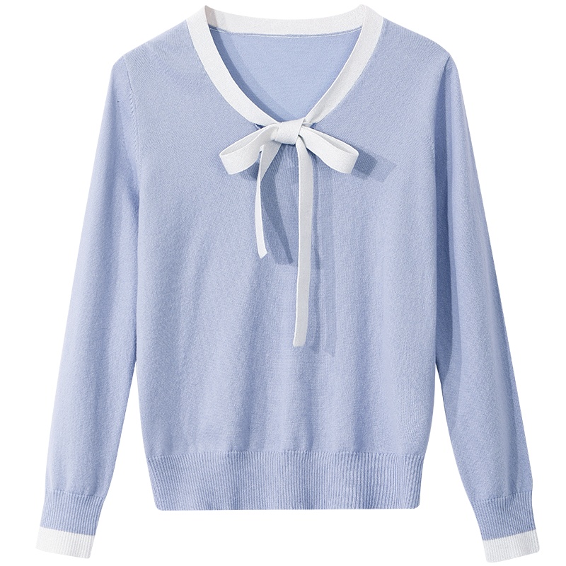 OSA秋装2021年新款小香风v领毛衣女士洋气打底针织衫长袖显瘦上衣