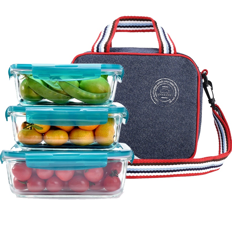 乐扣乐扣LLG428S919PR 耐热玻璃保鲜盒三件套