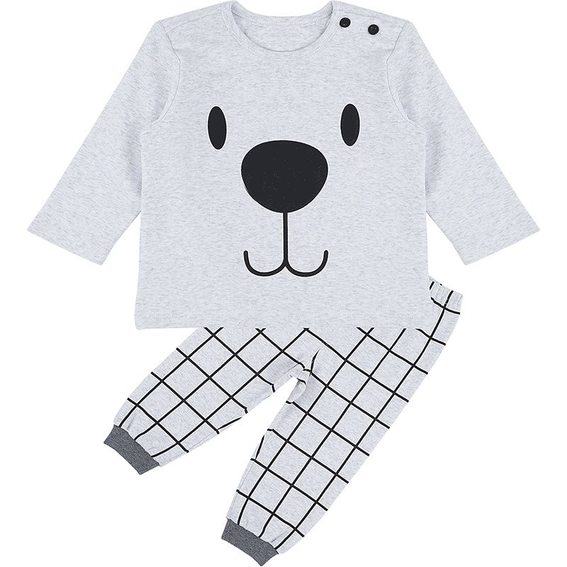 春季婴姿坊极简宝宝系列小熊圆领肩开扣内衣套装