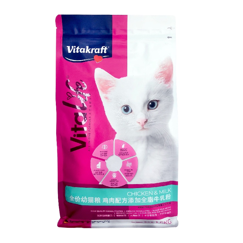 卫塔卡夫Vitakraft全价幼猫粮鸡肉配方添加全脂牛乳粉1.5kg