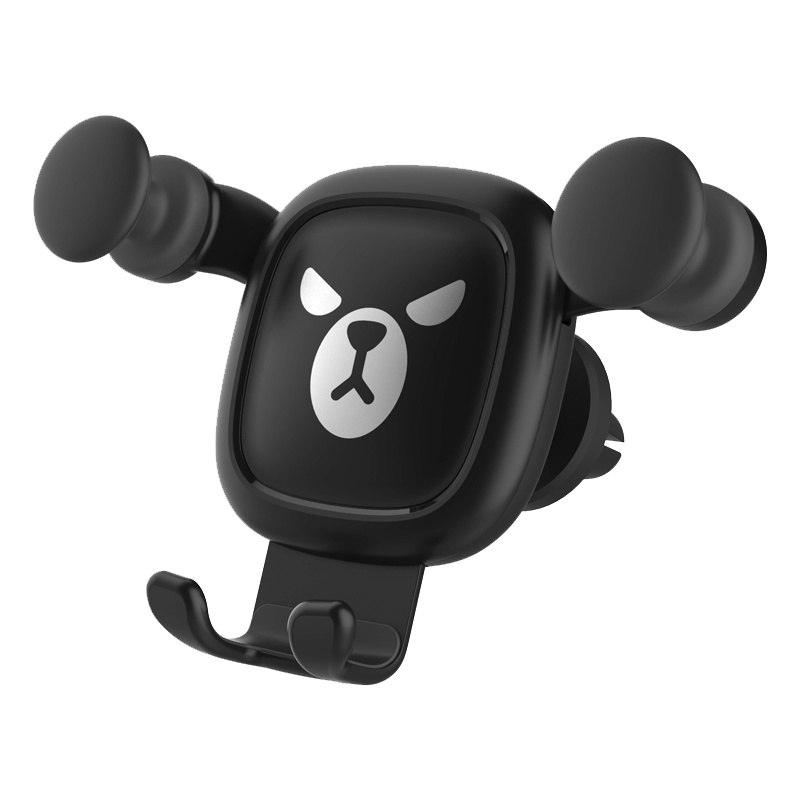 博利良品 创意车载手机支架 汽车出风口重力感应支架 车内通用导航支撑架 卡扣式卡通手机夹 BL106黑色