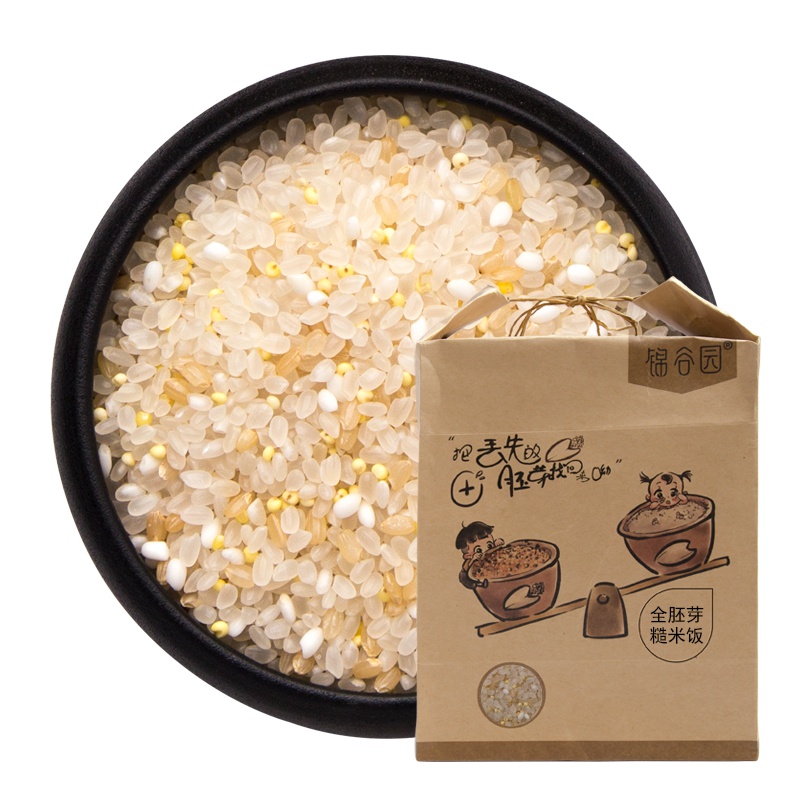 锦谷园 全胚芽糙米饭2500g 秋田小町大米全胚芽蟹田糙米大黄米白糯米混合米饭五谷杂粮米粥