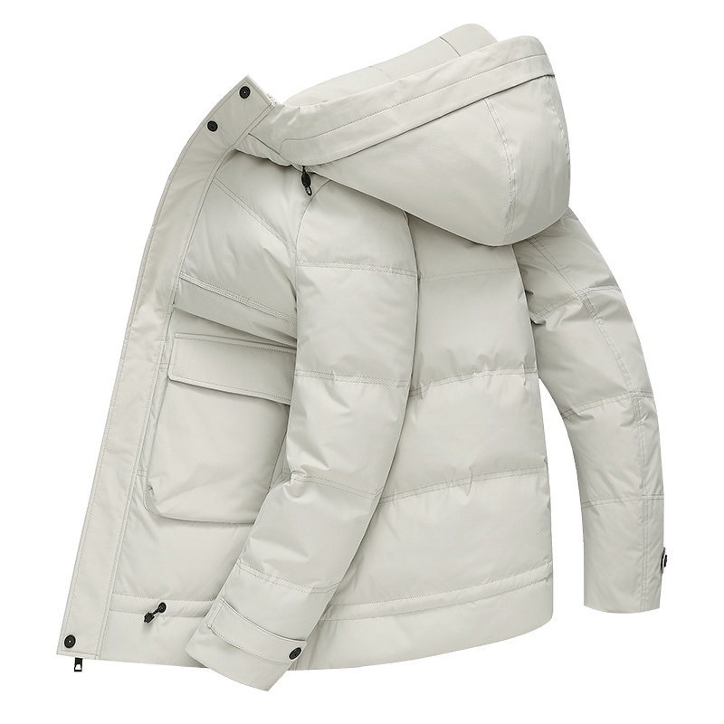 雪中飞2019新款男装秋冬时尚纯色工装运动风青年连帽修身加厚中长款羽绒服男学生