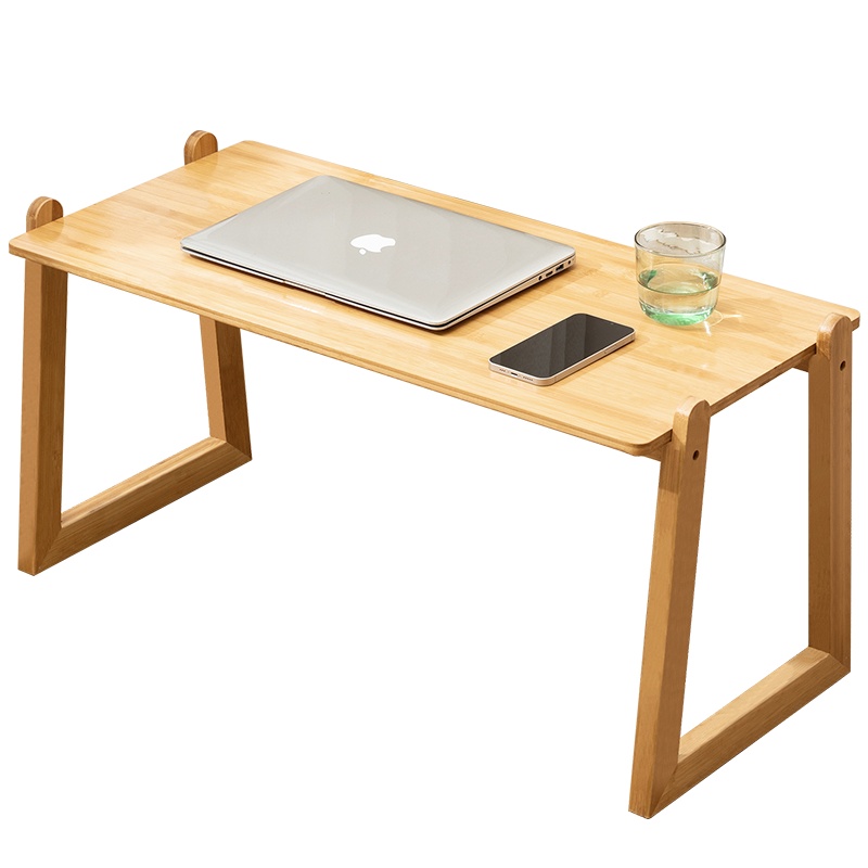 老竹匠 简约床上电脑桌实木家用学习桌懒人多功能简易宿舍学生书桌楠竹桌出租房卧室办公飘窗桌