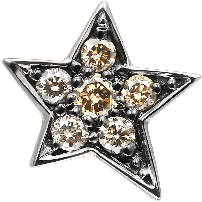 周生生(CHOW SANG SANG)18K黑白分色金啡钻星星Ear Play耳钉单只耳饰