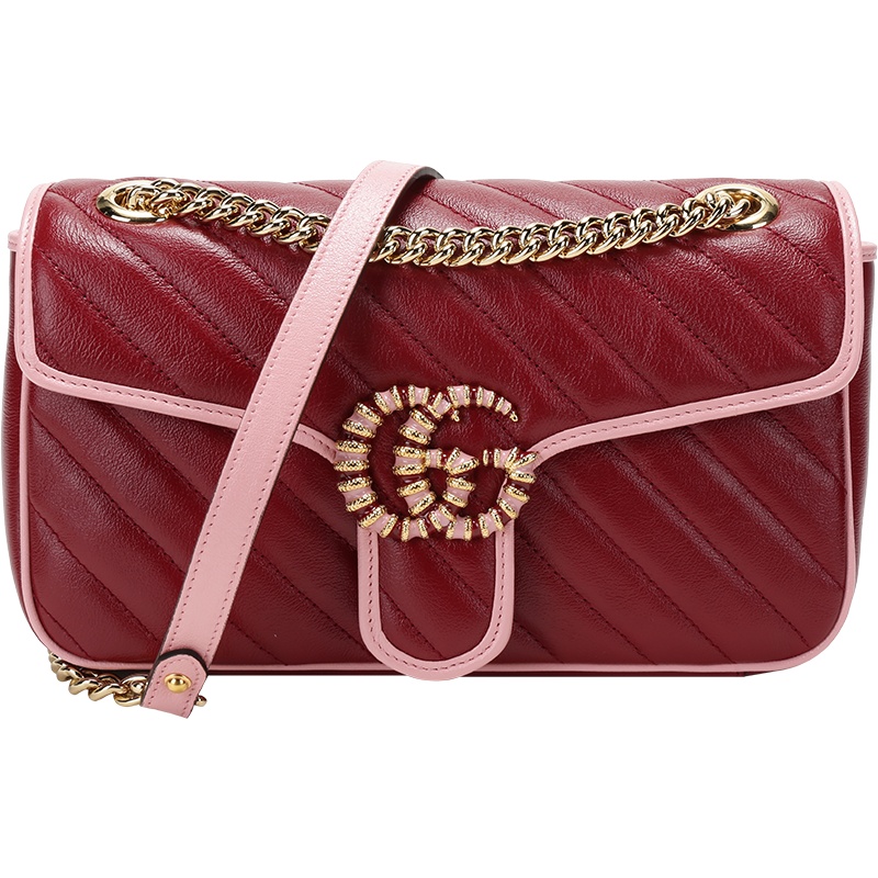 古驰 GUCCI 女士GG Marmont系列皮革手提单肩斜挎包小号443497 1X5EG