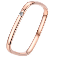 佰色传情(BRIR)18K玫瑰金小指戒女正品保证细款方形戒指方戒抖音小红书同款送女友送闺蜜生日情人节礼物自戴经典款式