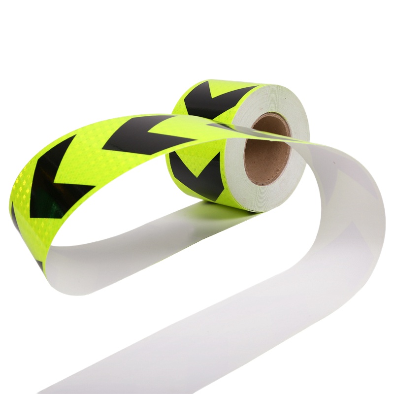 趣行 箭头高反光贴纸 黑绿色25米 汽车卡货车道路地贴警示反光膜 施工物业反光胶带定制警戒线条 10cm宽
