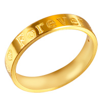 黄金码头3D硬金字母FOREVER永恒情侣对戒情人节足金999生日礼物