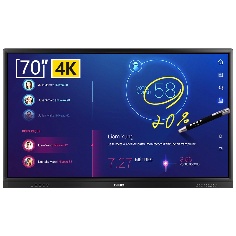 Philips/飞利浦 70英寸4K智能会议平板商用显示器无线投影 商务培训教学互动电子白板BDL7030QT 含壁挂架