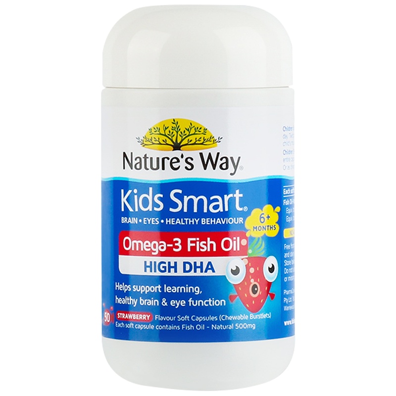 Nature's Way佳思敏草莓味儿童鱼油DHA爆浆胶囊50粒[助眼脑发育]