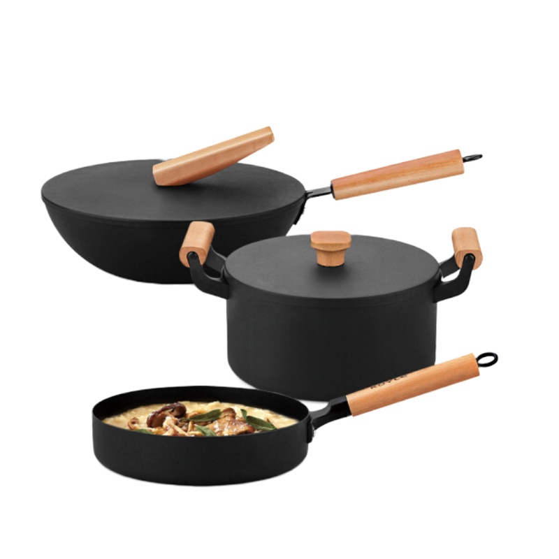 康怡乐皇家御厨手工锻打三件套炒锅汤锅煎锅灶具通用 锅具套装