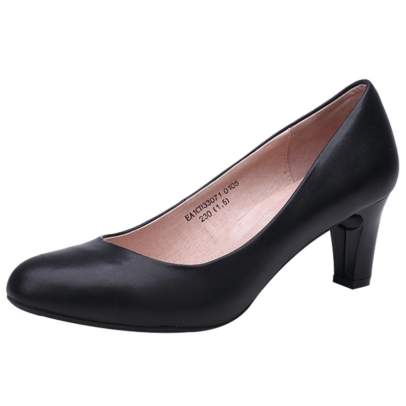 森林公主女鞋春季新款一脚蹬小皮鞋女黑色真皮百搭工作鞋女