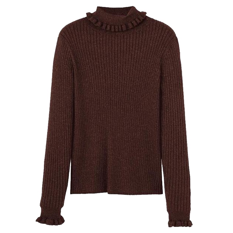 新款拉夏贝尔高领毛衣女冬季新款宽松长袖套头上衣保暖百搭针织衫10018122