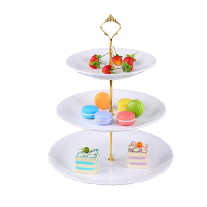金穗慧采 6454 简约家用三层蛋糕点心盘水果盘糖果盘多层下午茶甜品台架托盘