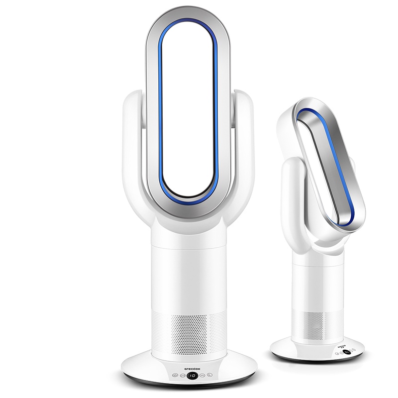 美国格库(GRECOOK)TP08白银色 冷暖两用无叶风扇家用电风扇取暖器暖风机静音摇头循环风扇节能省遥控塔扇冷暖二合一