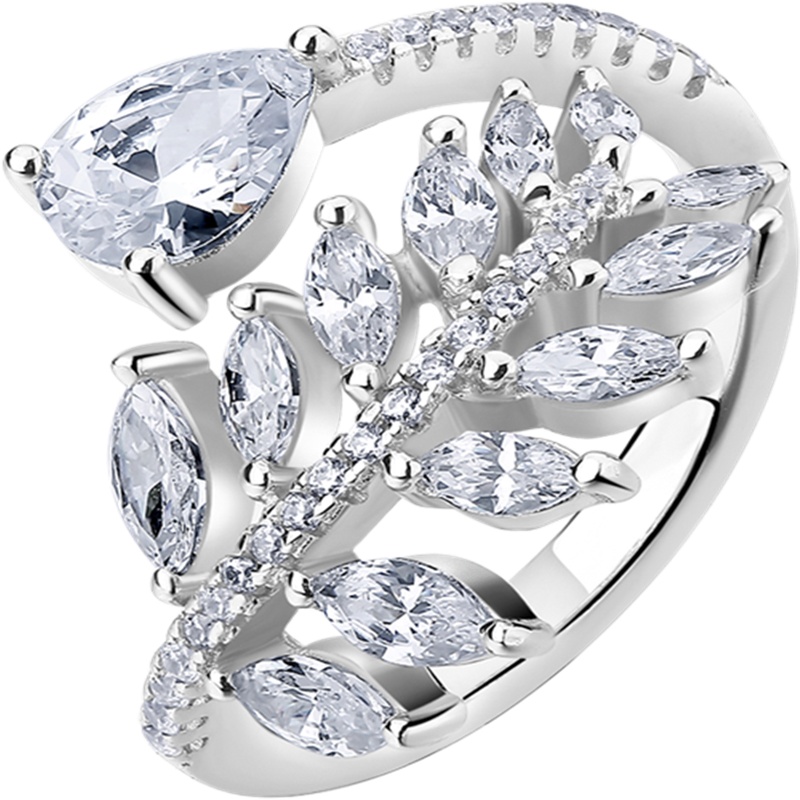 DTOTO 优雅棕榈叶 清新百搭女款佩戴戒指 镶白锆款925银首饰