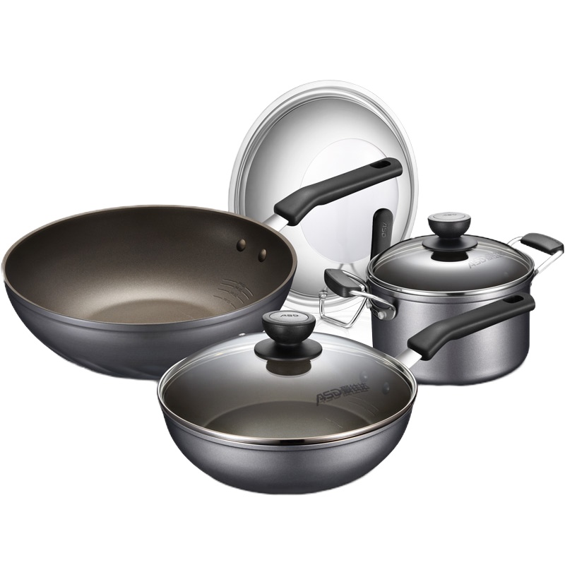 爱仕达(ASD)锅具套装 金刚旋风套装锅炒汤煎三件套油你控少油烟不粘锅 PL03Z1WG