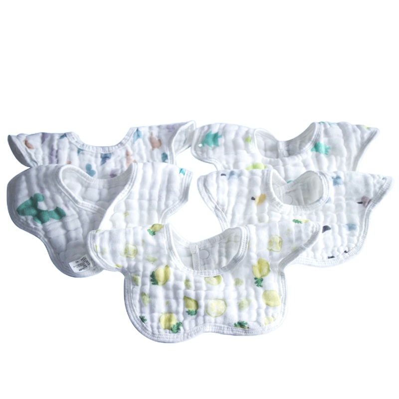 拉里宝贝6层婴儿纱布围嘴宝宝儿童纯棉口水巾婴幼儿母婴用品全棉吃饭兜0-2岁