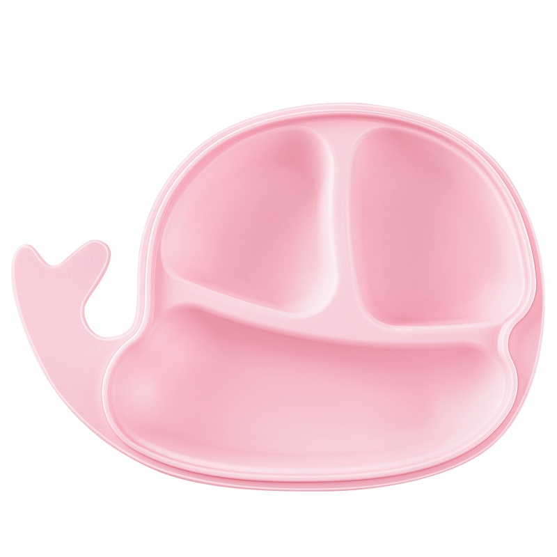 子初儿童餐盘辅食碗一体式餐盘防摔宝宝分格餐具盒卡通餐盘 粉色