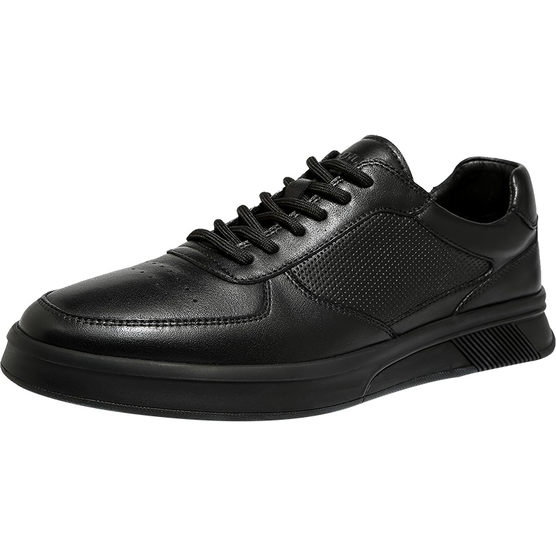 GOLF/高尔夫男鞋春季板鞋时尚黑色休闲鞋子男耐磨真皮潮鞋