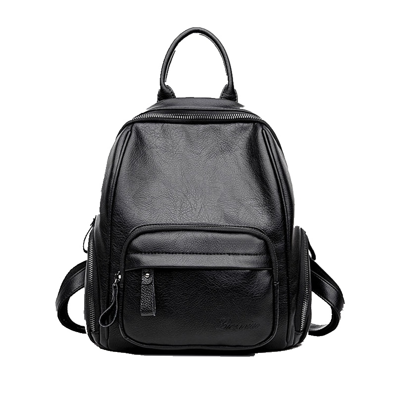 贝卡思米（BEIKASIMI）韩版时尚双肩包女潮流软皮大容量背包女士简约旅行女背包