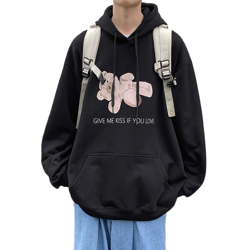 茜靓CHYLLIRN连帽加绒卫衣男潮流长袖上衣ins春季新款宽松外套潮牌帽衫