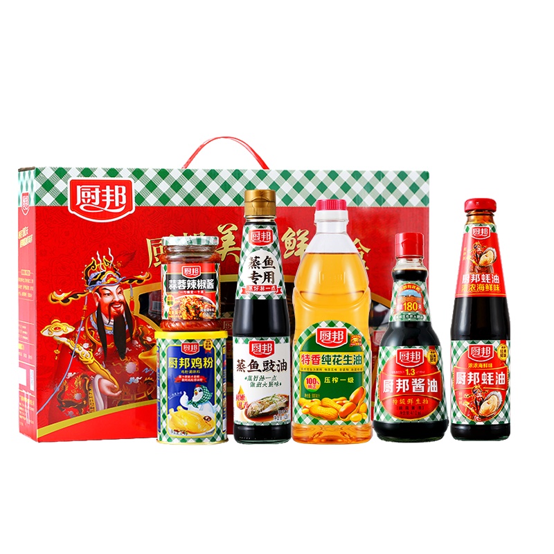 厨邦美味鲜礼盒6件套 礼盒食用油酱油蚝油鸡粉辣椒酱送礼